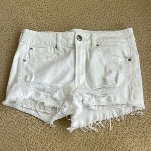 American Eagle high rise white jean shorts